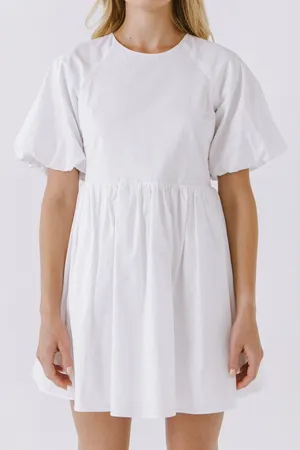 English Factory Short Balloon Sleeve Mini Dress White thumbnail 2