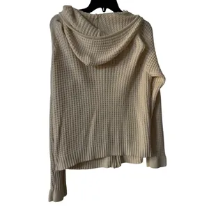 Vintage‎ Old Navy Crochet Hoodie XL Women's Cream Zip up thumbnail 4