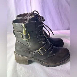 White Mountain Dark Brown Lace-Up Buckle Ankle Boots thumbnail 7