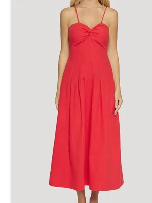 NWT Lost + Wander X Nordstrom Catania Maxi Dress Small, RED Linen Blend Pocket thumbnail 3