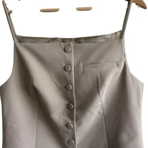 ZARA Tailored Vest Sz L Taupe Neutral Button Front Women’s Preppy thumbnail 7