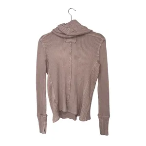 Free People We The Free Thermal Top Womens Medium Mauve Excellent Cowl Neck Knit thumbnail 4