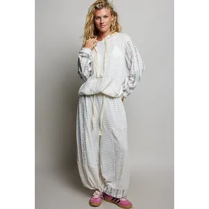 POL Patchwork Mixed‎ Knit Wide Leg Pants - Large thumbnail 4
