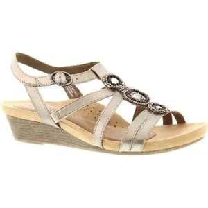 Rockport‎ Cobb Hill Sandals Womens 8 Gold Excellent Beaded Wedge Strappy Jewel thumbnail 2