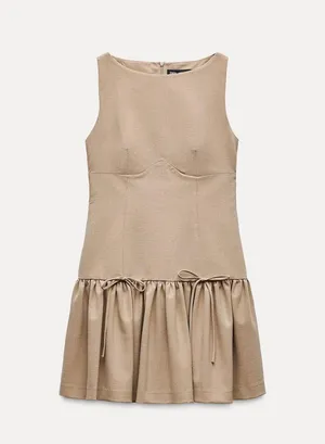Zara dress mini sleeveless pleated skirt bodycon casual bow corset inspired thumbnail 13