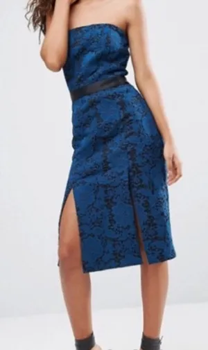 NWT Asos Tall lace‎ overlay strapless midi dress thumbnail 1