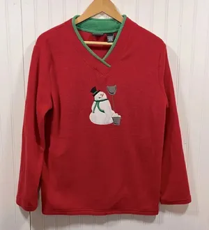 Bobbie Brooks fleece snowman sweater Green Size M thumbnail 1