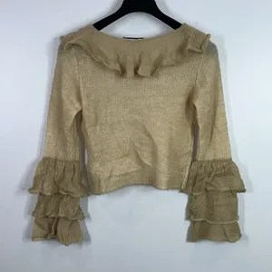 Zara alpaca wool blend ruffle sleeve lightweight knit sweater size medium thumbnail 7