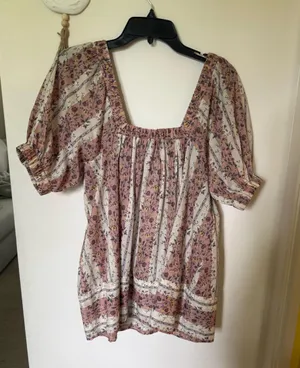 Free People Women's Vintage Lover Floral Print Short Sleeve Blouse thumbnail 2