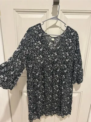 Old Navy Black Floral Babydoll Mini Dress thumbnail 5