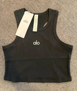 ALO Yoga Black Crop Tank Top thumbnail 1