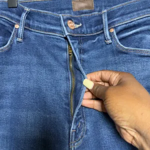 NEW Mother Anthropologie Women Jeans 34 Blue High Rise Flare Raw Take it Easy thumbnail 4
