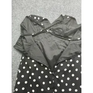 Polka Dot Maxi Dress Black White V-Neck Cutout Tiered Ruffle Retro Sexy SZ M / 6 thumbnail 7