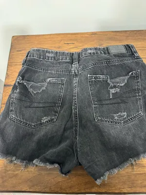 American Eagle Outfitters Washed Black Distressed Denim Shorts thumbnail 4