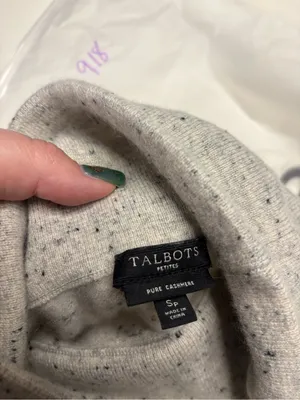 Talbots Pure Cashmere Sweater Size Small Petite SP Gray Turtleneck Pullover thumbnail 5