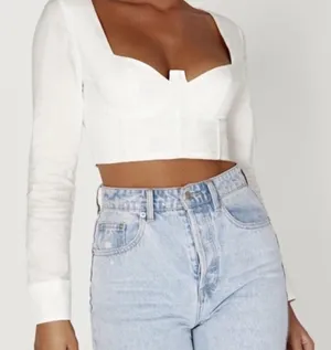 ✨Meshki Zahara Corset Shirt White‎ Long Sleeve Crop Top NWT XS✨ thumbnail 1