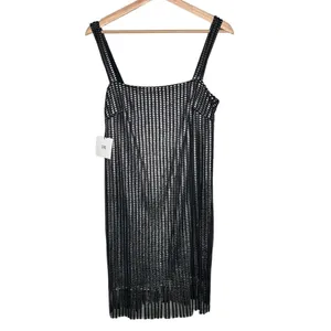 New Women’s Sho By Tadashi Shoji Metallic Textured Fringe Minidress Size 10 thumbnail 2