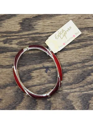 NWT Erica Lyons Womens Fashion Spring Clasp Striped Bangle Bracelet Red Multi thumbnail 3