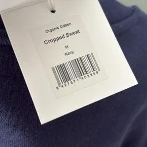 Organic Basics Navy Cropped Sweatshirt Medium NEW Blue thumbnail 5