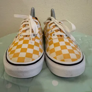 Vans Classic Yellow and White Checkered Sneakers Womens Size 6 thumbnail 7