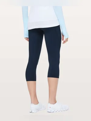 Lululemon Fast & Free Crop II Nulux 19” True‎ Navy Running Leggings Size 10 thumbnail 2