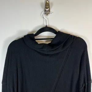 Free People‎ Black Ribbed Cowl Neck Split Back Long Sleeve Top XS thumbnail 9