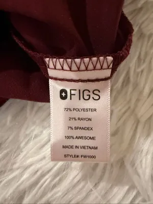 Figs Catarina Scrub Top in Burgundy XXL thumbnail 6