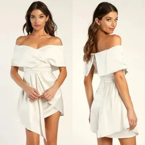 Lulu's Always Celebrating Ivory Satin Off The Shoulders Mini Dress Size XL thumbnail 2