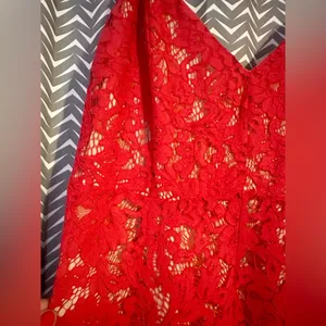 Lulus | One Wish Red Lace Midi Dress, size M thumbnail 6