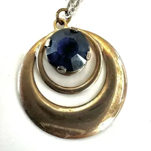 Silver tone blue pendant necklace thumbnail 3