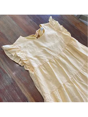 English Factory Butter Yellow Tiered Ruffle Sleeve Maxi Dress Size Large thumbnail 2