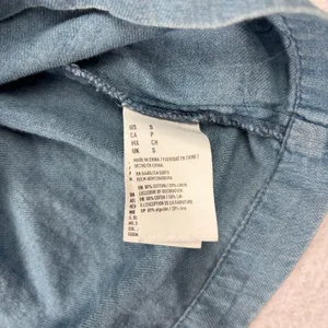 American Eagle Embroidered Denim Puff-Sleeve Top Women's S Boho Prairie Cottage thumbnail 9