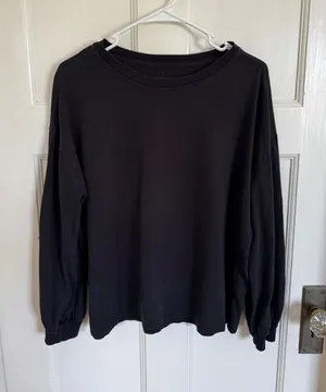 Everlane black organic cotton long sleeve tee size large thumbnail 1