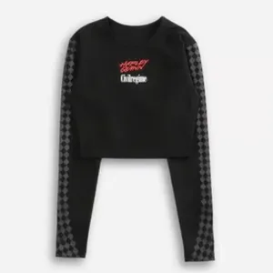 Civil Regime x Harley Quinn "Harlequin" Checkered Long Sleeve Crop Top NEW Small thumbnail 4