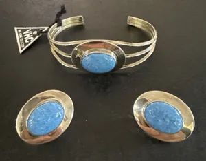 Vtg VHC Sterling Silver Van Horne Collection Cuff Bracelet Earring‎ Set Lot thumbnail 1