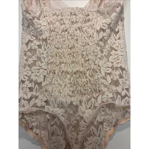 Free People Strike a Pose Bodysuit Peach Blush Lace Detail Tie Cutout Size XS thumbnail 6
