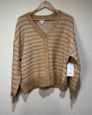 Time and Tru Women's Striped Cardigan Sweater- Size XXL NWT thumbnail 1