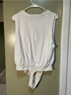 Intimately Free People Women's Size Medium Peek Aye Bodysuit White Half Button thumbnail 8