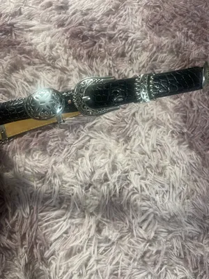 Brighton Black Patent Leather Thin Belt with Silver Hardware thumbnail 2