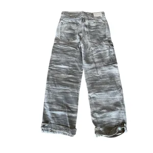 GRLFRND Camo Cargo Jean Grey SIZE 32 Camoflage Slouchy Low Rise Baggy $295 NEW thumbnail 6