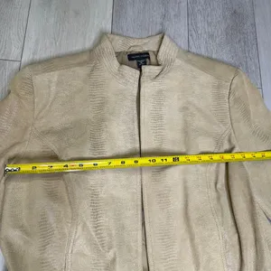 Valerie‎ Steven's women's vintage tan leather mock neck moto jacket size xl thumbnail 5