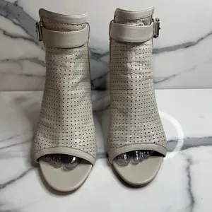 Sam Edelman Wmns Gray Leather Emmie Sandals Sz 10 Block Heel Festival Boho FLAW thumbnail 2