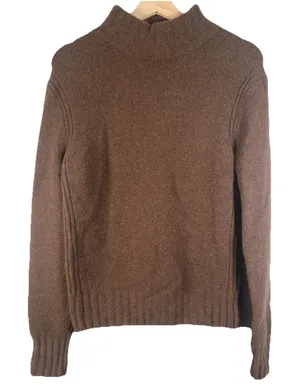 Point Sur J. Crew‎ Alpaca Merino Wool Blend Mockneck Sweater Women's Small Brown thumbnail 1