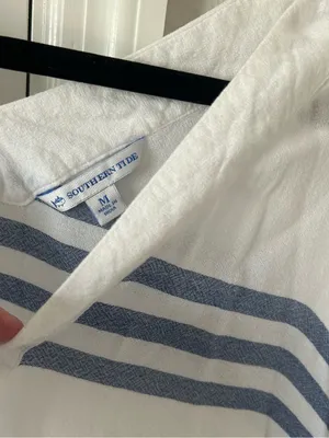 Southern Tide White & Blue V-Neck Striped Tunic Cover-up thumbnail 4