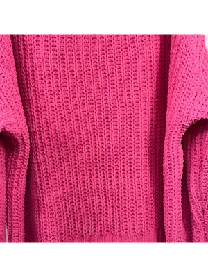 American Eagle Outfitters Women’s XS Hot Pink Chunky Knit Sweater Oversized thumbnail 3
