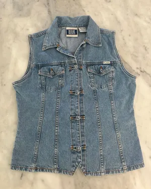 Vintage Bill Blass vintage 100% cotton Light Blue Denim vest thumbnail 1