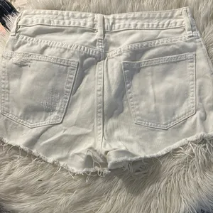 PacSun White Jean Shorts with Distressed Frayed Hem thumbnail 2