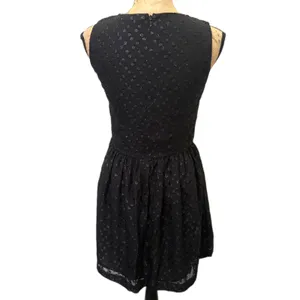 French Connection Fit & Flare Dress‎ Black Metallic Polka Dot Monochrome Size 4 thumbnail 4