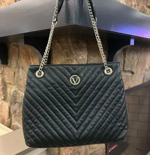 Bag Stylish Black Quilted Shoulder Bag with Chain Straps VERA New York Preowned thumbnail 1