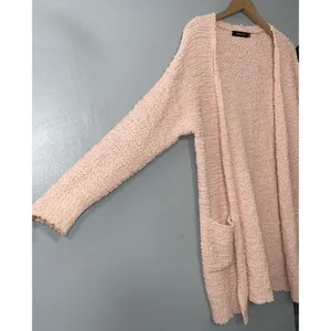 Merokeety Cardigan Size Large Peach Soft Popcorn Knit Boucle Sweater Cozy Chic thumbnail 3